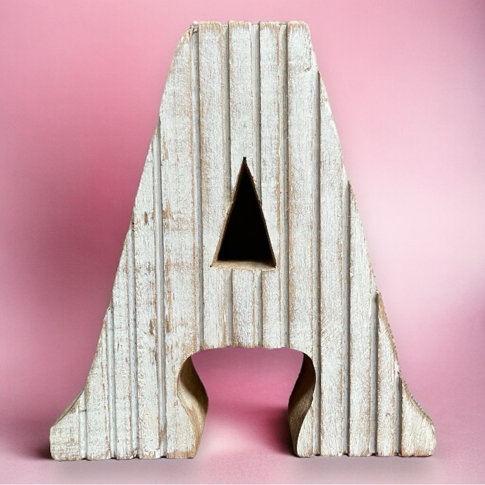 White Wooden Rustic Distressed Letter "A” Standing Wedding Accents Home Decor
